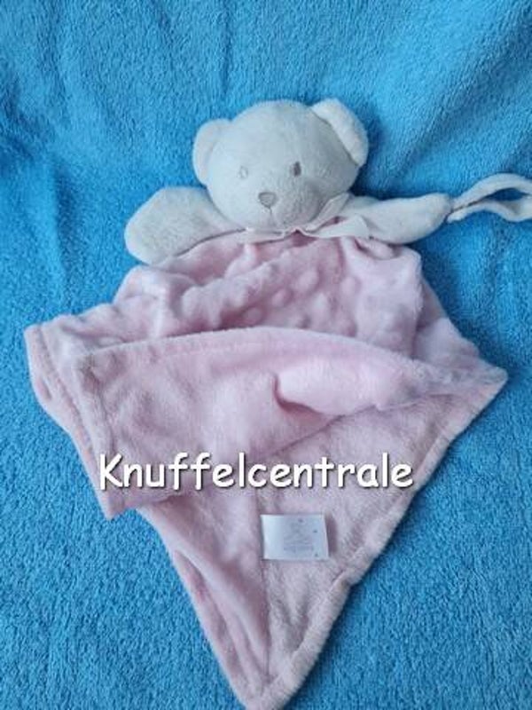 Alteximex King Bear beer knuffeldoek speendoek roze wit (iets gebruikt)