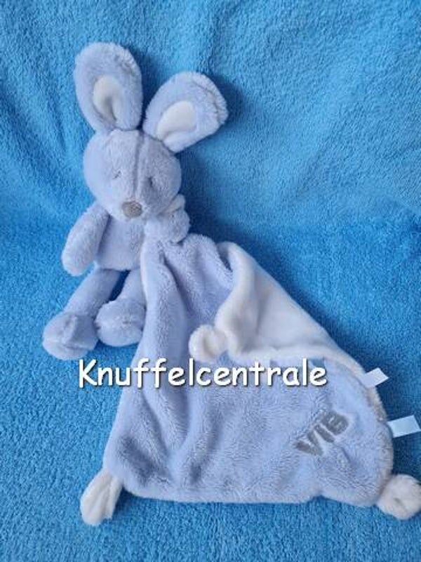 VIB konijn Very Important Baby knuffel met doek lichtblauw
