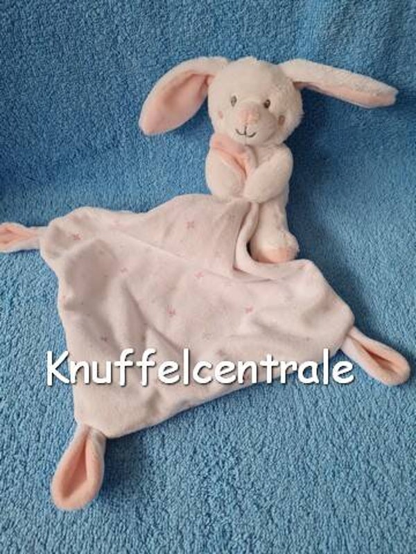 Nicotoy Konijn Simba knuffel met doekje tussen de poten wit roze