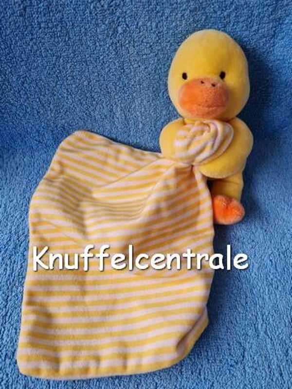 Merk onbekend eend velours met knuffeldoek geel