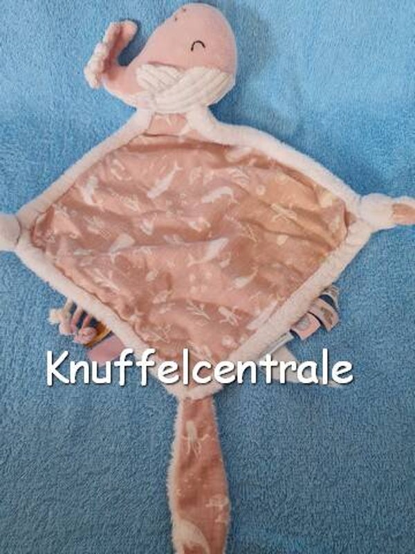 Little Dutch walvis knuffeldoek wit / roze gebloemd (met vlek)