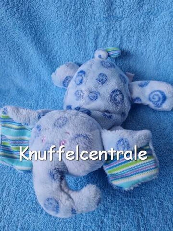 Unitoys olifant blauw knuffel met rammel