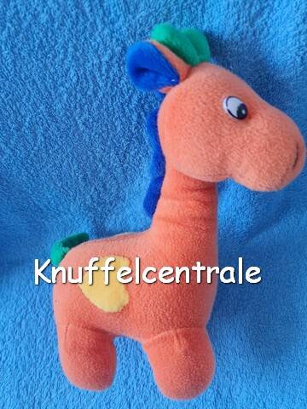 Difrax giraf oranje fleece met rammel