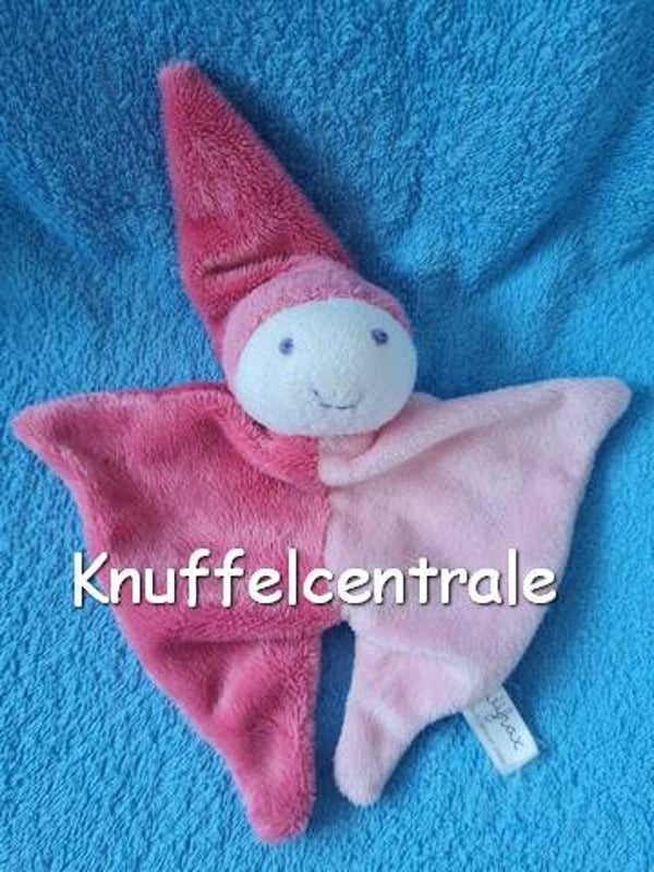 Difrax Pierrot spookje lichtroze + oudroze knuffeldoek langharig velours