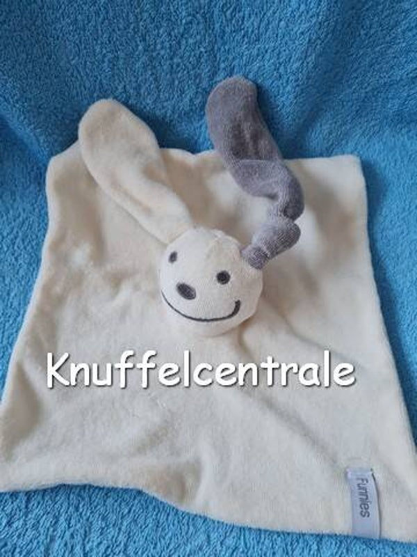 Funnies konijn lichtgrijs wit grijs badstof knuffeldoek * Nieuw