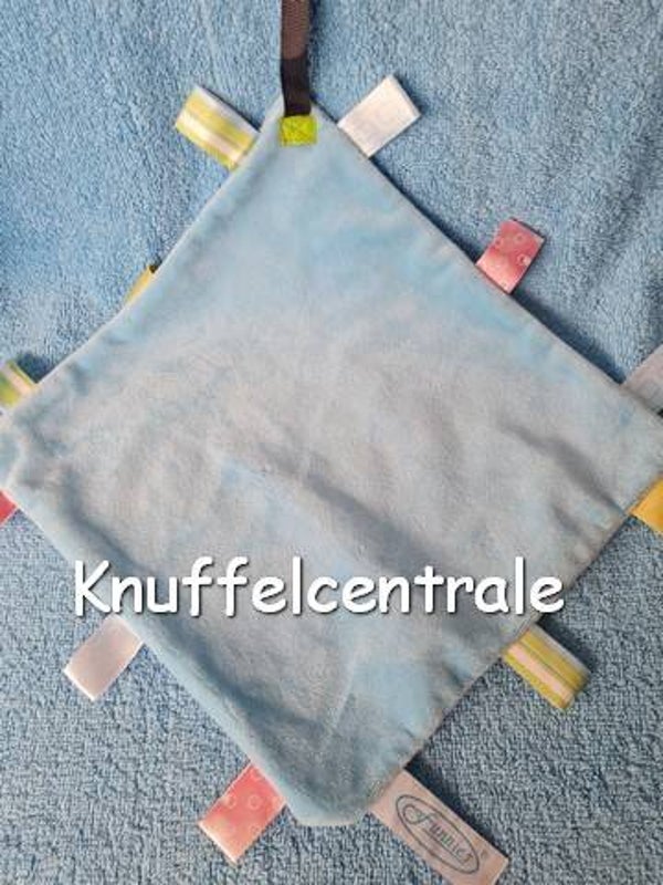 Funnies  knuffeldoek blauw met labels