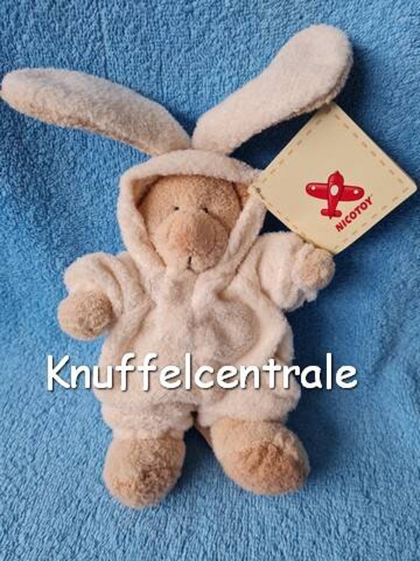 Nicotoy beer bruin Simba in konijnenpak creme bruin 20 cm * Nieuw