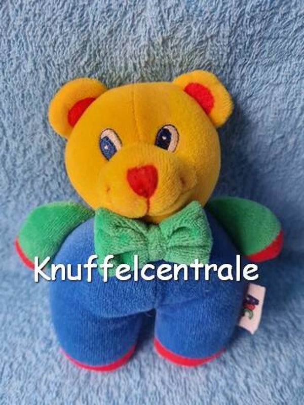 Anna Club Plush Beer gekleurd felle kleuren 14 cm met rammel