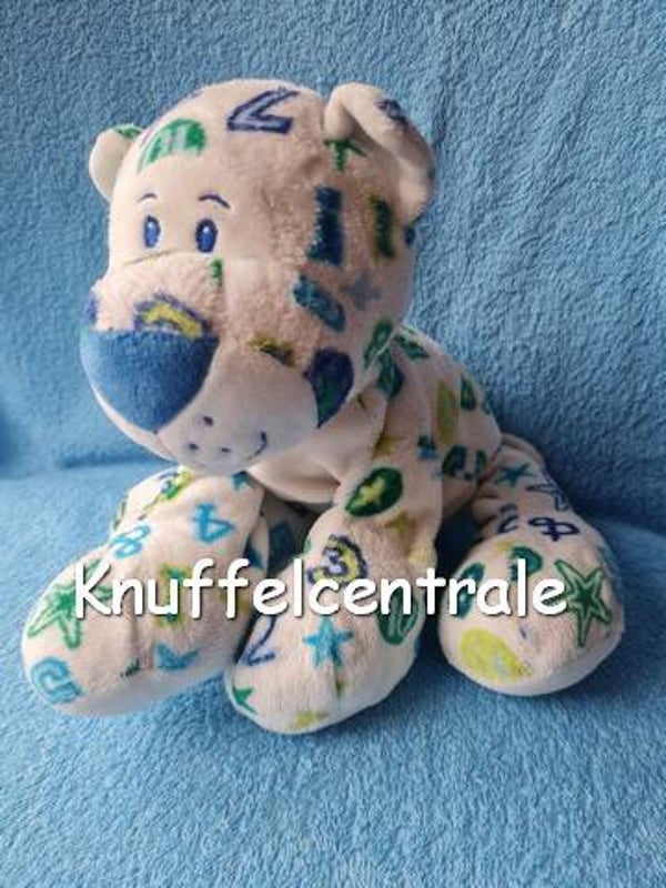 Anna Club Plush tijger Jungle Jim wit met cijfers sterren blauw groen