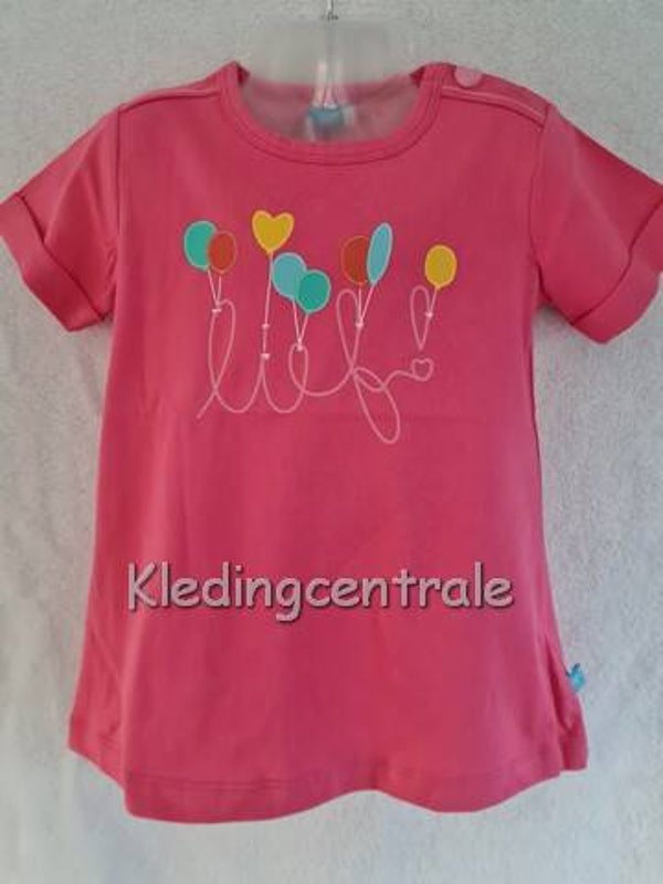 Lief! Lifestyle jurk dress fel roze korte mouw balonnen maat 74