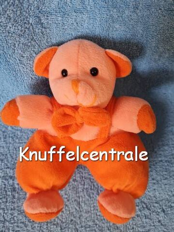 Unitoys beer oranje knuffel met tuinpak en strik