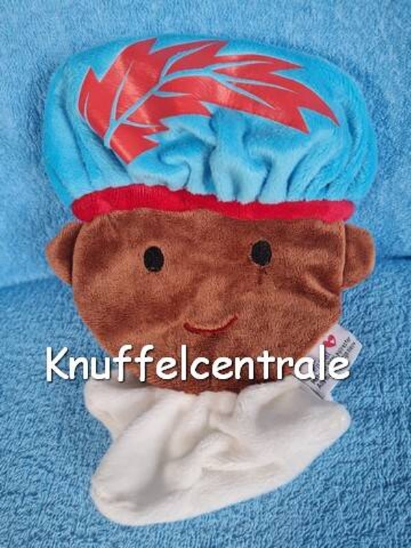 Prenatal zwarte piet knuffeldoek knisperdoek blauwe pet