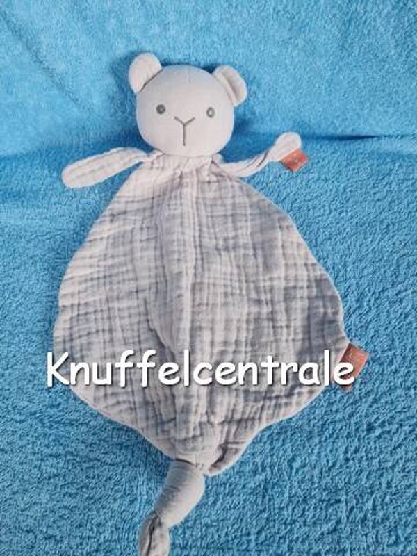 Bambam beer bam bam katoen knuffeldoek grijs hydrofiel (zonder label)