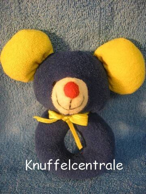 Difrax muisje blauw geel badstof rammelaar