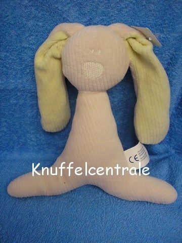 Difrax Konijn hond rib velours lichtroze + licht geel