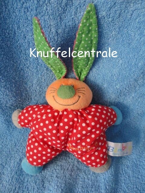 Bambino Konijn knuffel stermodel  rood met rammel  Tiamo