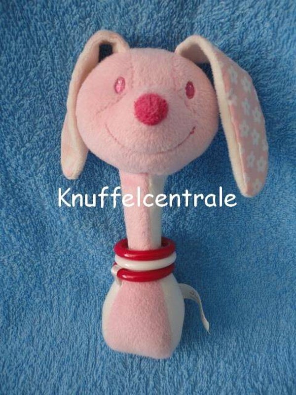 Tiamo Roze konijn rammelaar met ringen