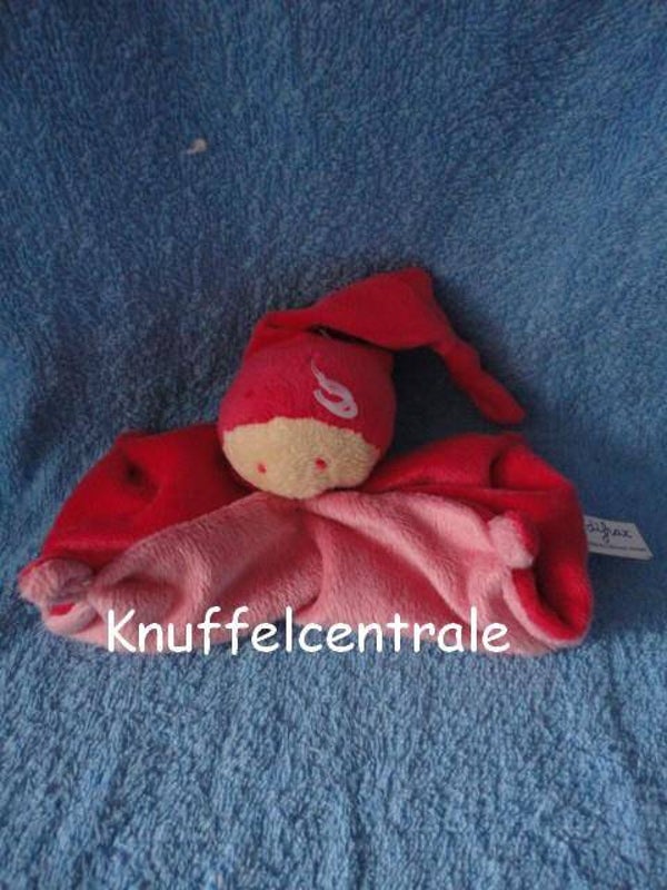 Difrax softdoek klein fuchsia + roze  (open geklapt + oogje mankement)