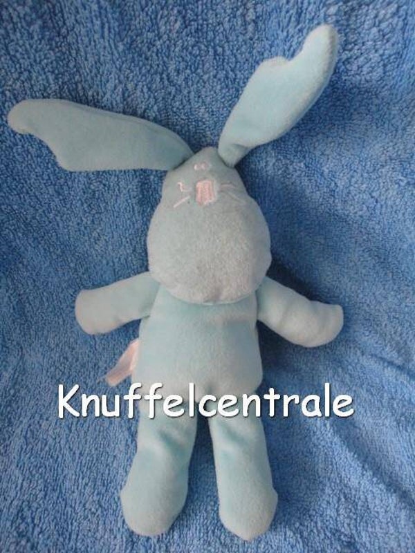 Hema konijn velours blauw met rammel