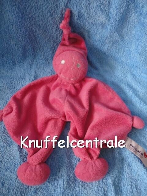 Prenatal spook fuchsia roze korte puntmuts met rammel (zonder label + puntje muts minder))