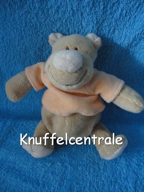 Jollybaby beer  knuffel met oranje truitje en rammel (zonder label)