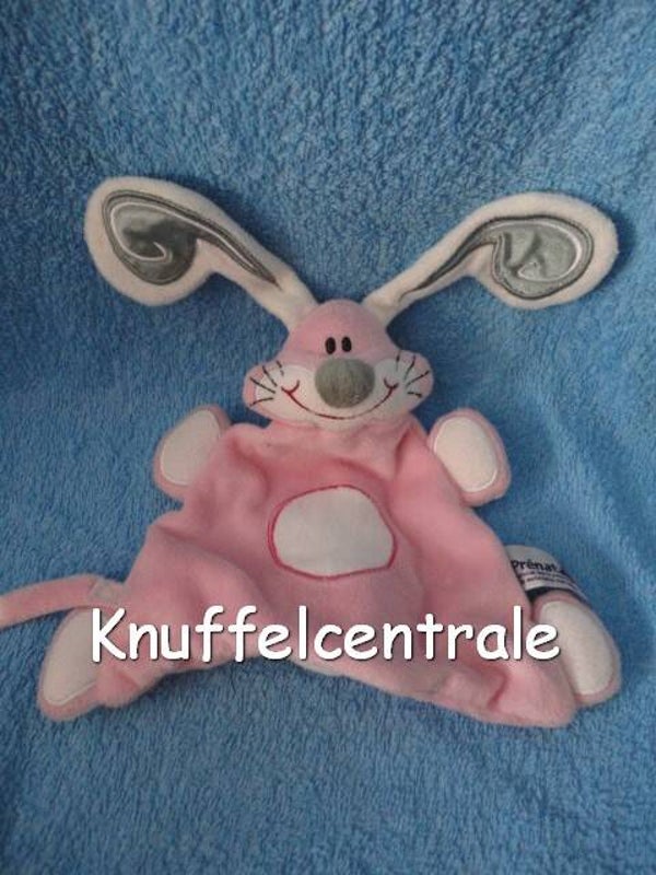 Prenatal konijn knuffeldoek roze met rondje en stippen achter