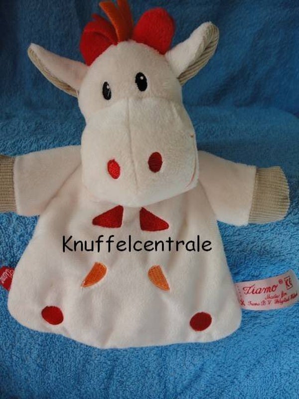 Tiamo Gino Giraf giraffe wit met oranje en rood gevlekt knuffeldoek