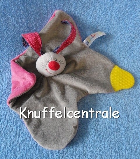 Bambino Konijn knuffeldoek grijs met bijtflap Tiamo