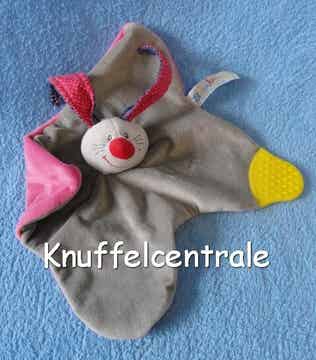 Bambino Konijn knuffeldoek grijs met bijtflap Tiamo