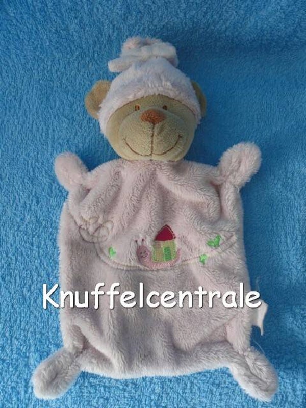 Nicotoy beer knuffeldoek roze met slak