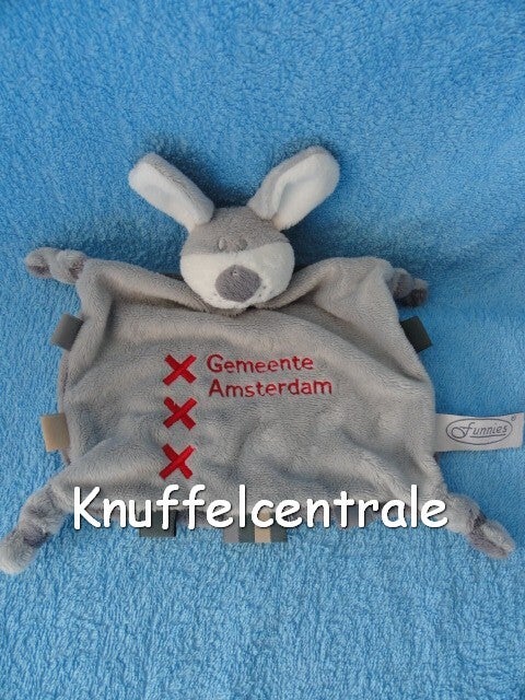 Funnies Hond konijn grijs knuffeldoek * gemeente Amsterdam