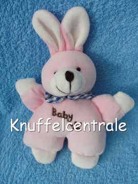 Zeeman konijn knuffel 15 cm roze met rammel