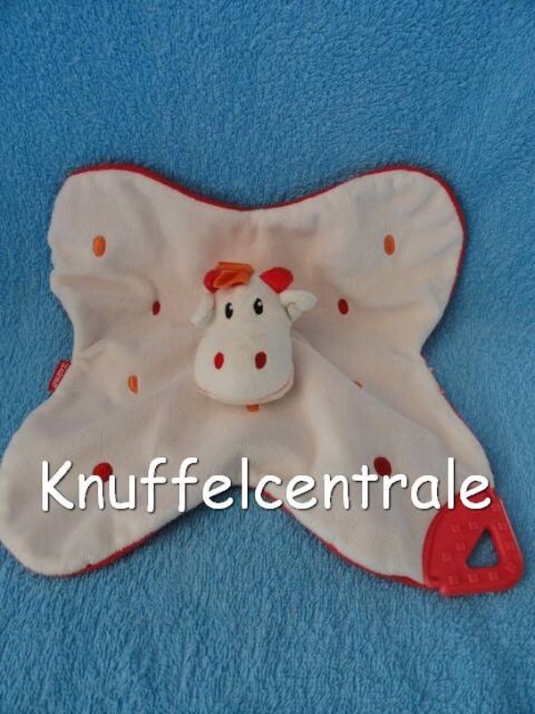 Tiamo Gino giraf wit rood knuffeldoek bijtflap (zonder label)