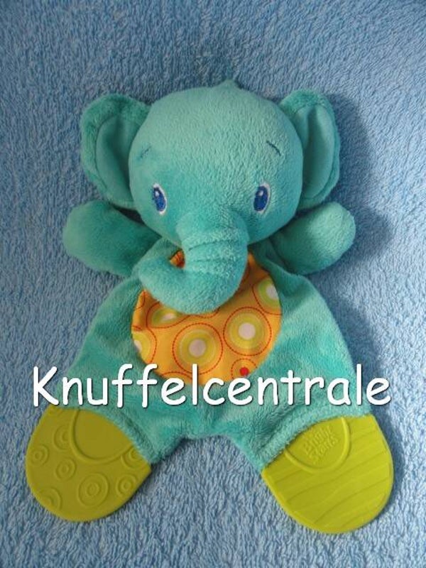 Bright Starts Olifant Blauw knuffeldoek met bijtflappen met rammel