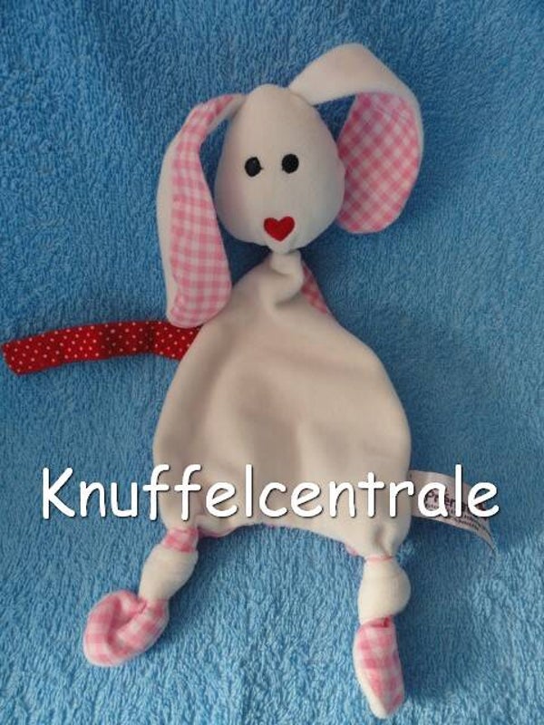 Prenatal konijn hond roze wit geruit knuffeldoek speendoek (zonder label)