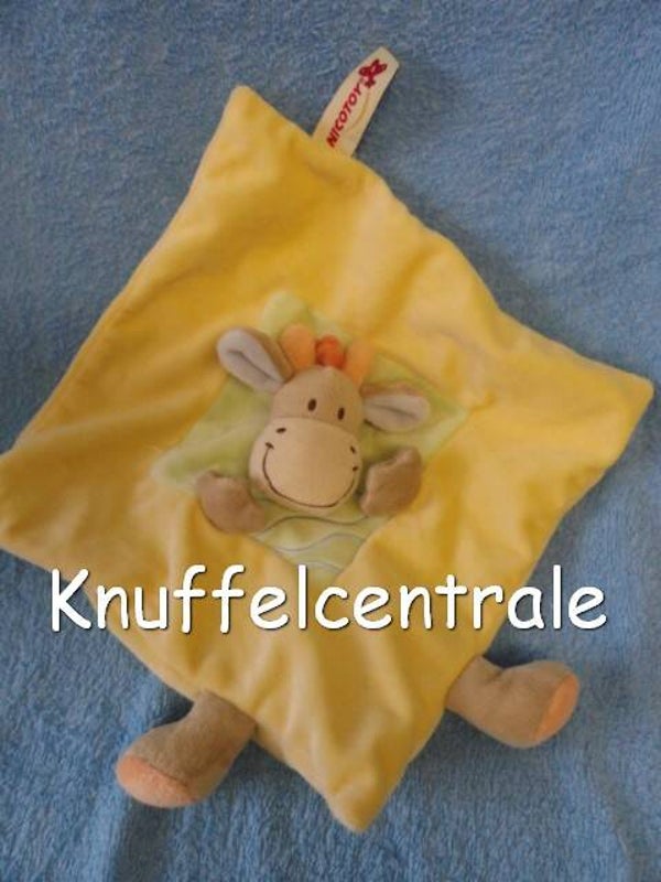 Nicotoy Giraf Simba knuffeldoek geel vierkant