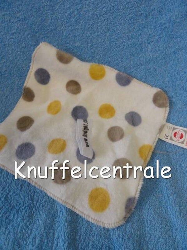 Lodger knuffeldoek speendoekje paars geel bruin stip (zonder label)