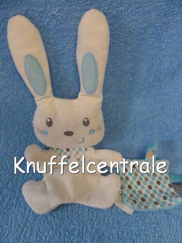 Nicotoy Konijn Simba knuffeldoek 2 kanten blauw wit slapen wakker (zonder label)