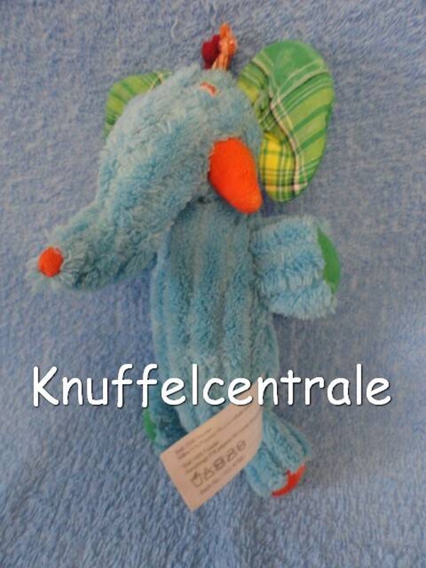 Evora olifant knuffel blauw ribstof met piep (zonder label)
