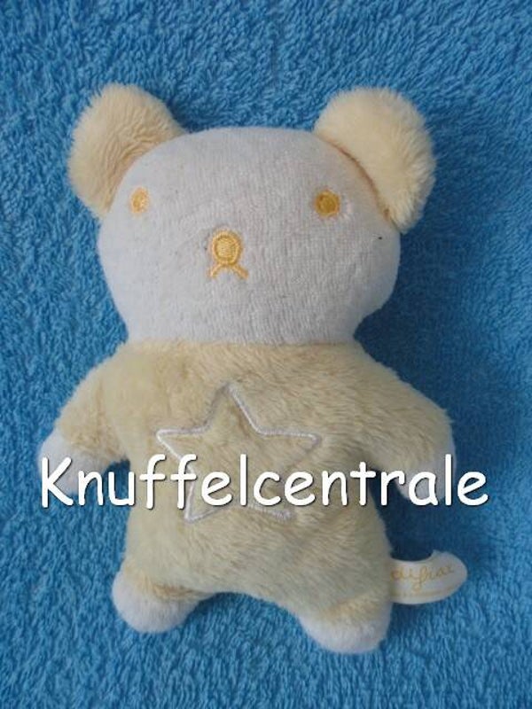 Difrax beer geel wit met ster op lijf en rammel