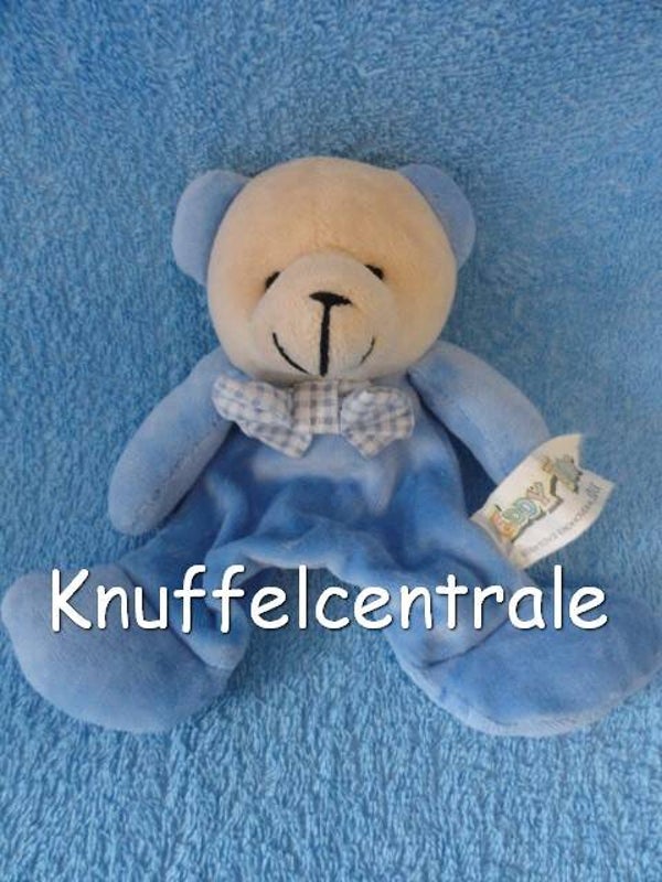 Eddy Toys beer lichtblauw knuffeldoek met rammel (zonder label)