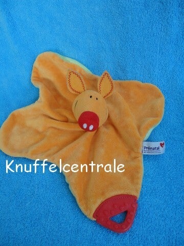 Prenatal varken oranje knuffeldoek met bijtstuk