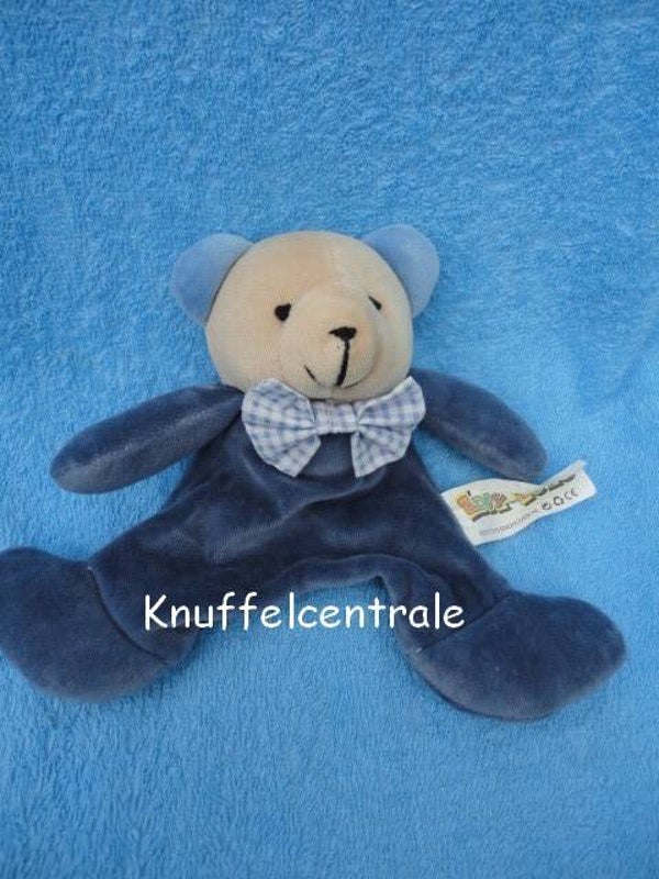 Eddy Toys beer donker blauw knuffeldoek met rammel (zonder label)
