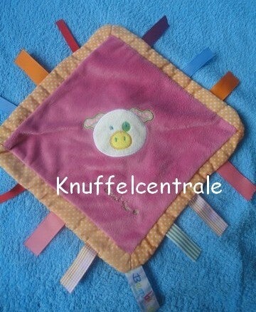 Bambino varken roze knuffeldoek labels met piep Tiamo NIEUW