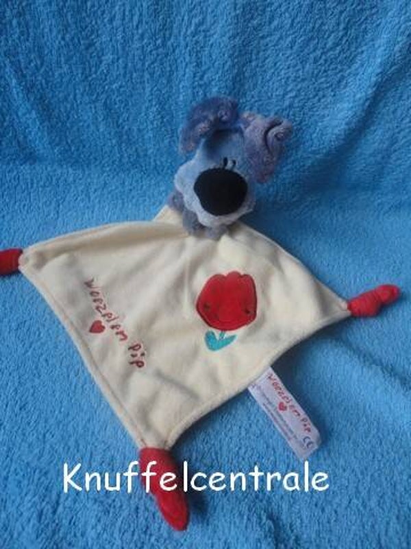 Tiamo knuffeldoek  woezel wit met tulp (zonder label)