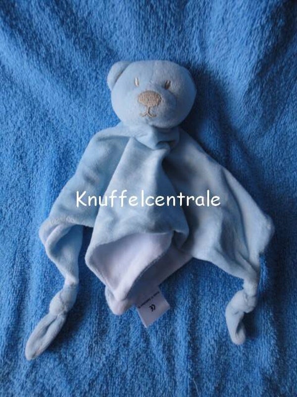 Bambino beer knuffeldoek lichtblauw blauw met knopen 2x op punten