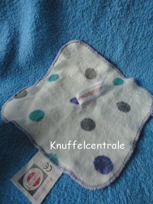 Lodger knuffeldoek speendoekje paars groen grijs stip (zonder label)