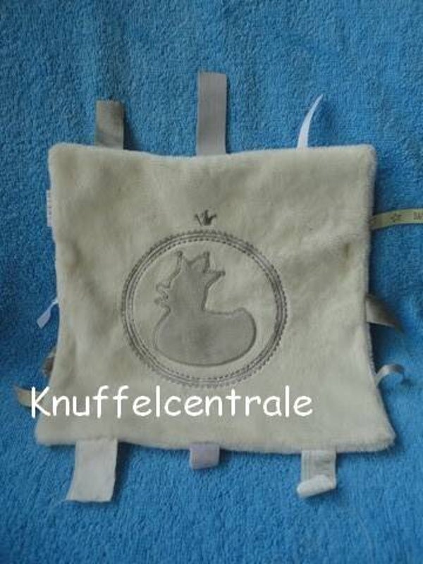 Bambam eend  wit / grijs knuffeldoek met labels (zonder label)