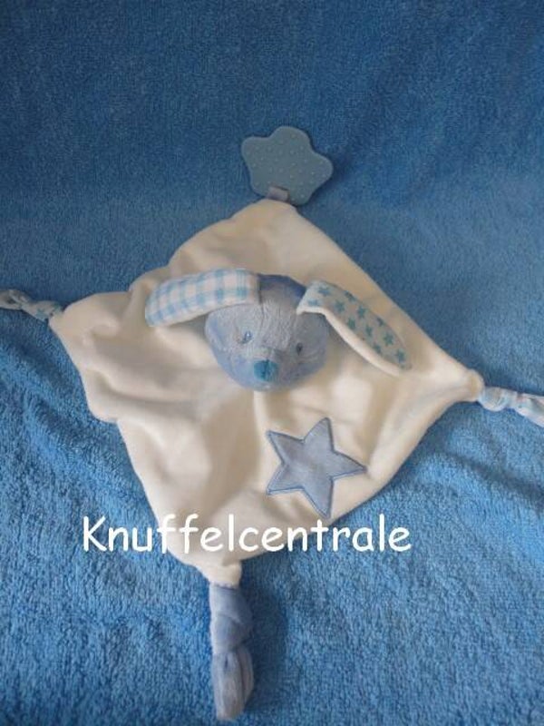 Tiamo konijn knuffeldoek blauw bijtflap