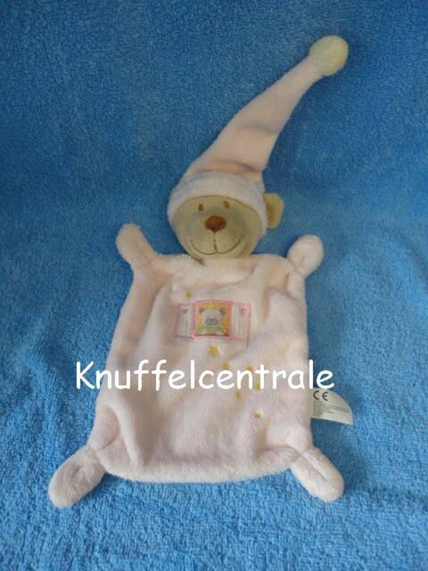 Nicotoy beer knuffeldoek lange puntmuts roze